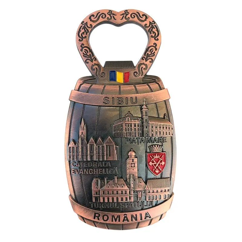 Sibiu, magnet desfacator forma butoias, din metal